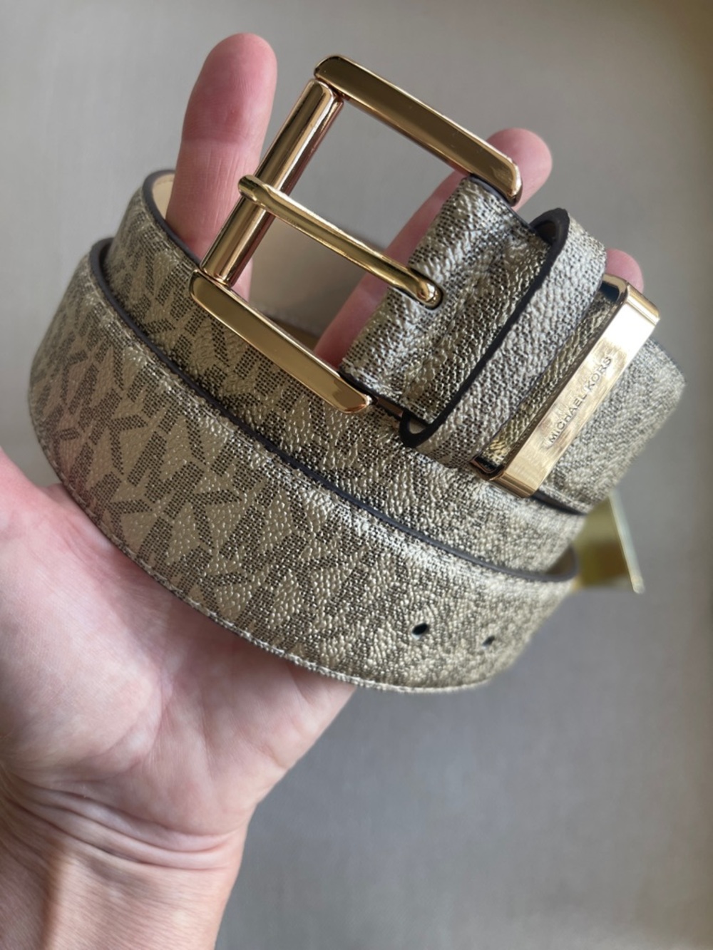 MICHAEL KORS Belt | Gold tone on tan | NWT | L/XL | 37-43"